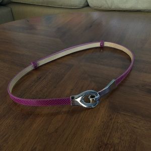 Slim Purple Women's Leather Belt with Silver Buckle